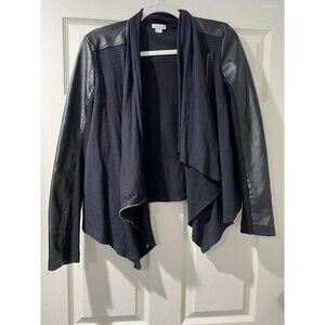 Chelsea Sky Women’s Draped Leather Jacket USA Made Mixed-Medial Black Size S